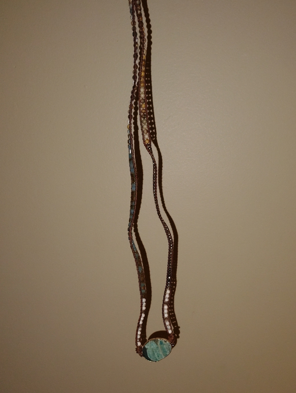 Boho Turquoise Stone Pendant Necklace - Brown